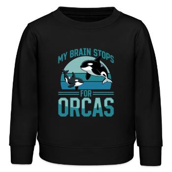 Funny Orca - Kinder Organic Sweatshirt Mini Changer von Stanley/Stella - Schwarz - Vorne - AI Model Kid Male (0cm)