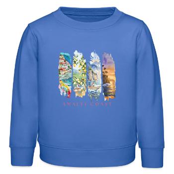 Design de la côte amalfitaine – Motif des vacances en Italie - Sweat enfant bio Stanley/Stella - carolina blue - Devant - AI Model Kid Female (0cm)
