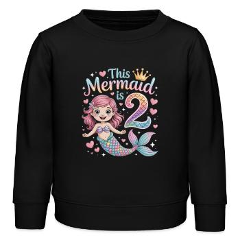 Sirène 2e anniversaire 2 ans - Sweat enfant bio Stanley/Stella - noir - Devant - AI Model Kid Male (0cm)