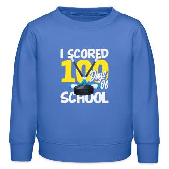 100 Tage Schule Eishockey Sport Design - Kids Organic Sweatshirt by Stanley/Stella - carolina blue - Front - AI Model Kid Female (0cm)