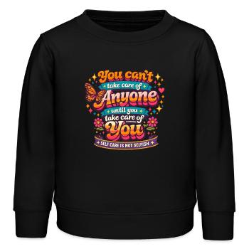 Prendre soin de soi d’abord - Sweat enfant bio Stanley/Stella - noir - Devant - AI Model Kid Male (0cm)