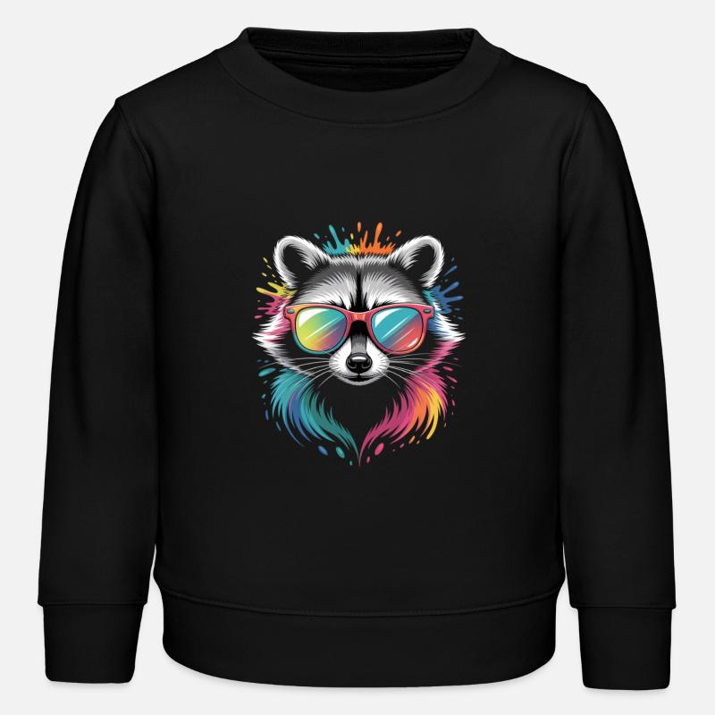Bunter Waschbär Wasserfarben Spritzer Graffiti - Kinder Organic Sweatshirt Mini Changer von Stanley/Stella - Schwarz