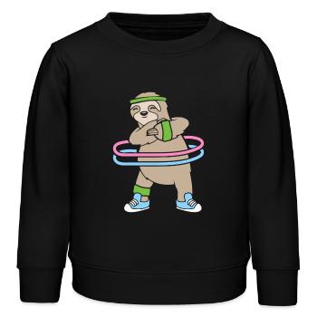 Hula Hup Hullern Huller Hoop Faultier - Kinder Organic Sweatshirt Mini Changer von Stanley/Stella - Schwarz - Vorne - AI Model Kid Male (0cm)