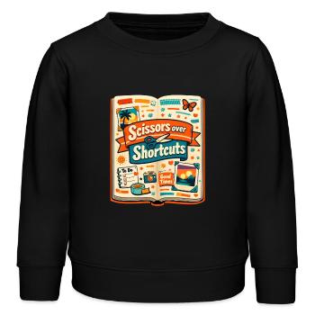 Ciseaux au lieu de raccourcis | Scrapbooking - Sweat enfant bio Stanley/Stella - noir - Devant - AI Model Kid Male (0cm)