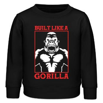 Gorilla - Kinder sweater biologisch Stanley/Stella - zwart - Voor - AI Model Kid Male (0cm)