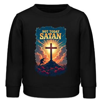 Nicht heute Satan - Kinder Organic Sweatshirt Mini Changer von Stanley/Stella - Schwarz - Vorne - AI Model Kid Male (0cm)