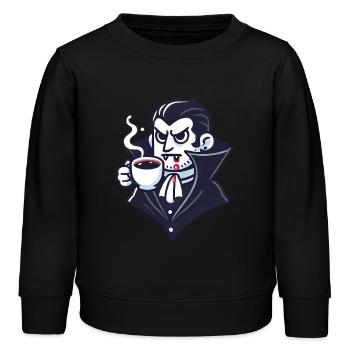 Dracula Coffee Time Cartoon Design - Sweat enfant bio Stanley/Stella - noir - Devant - AI Model Kid Male (0cm)