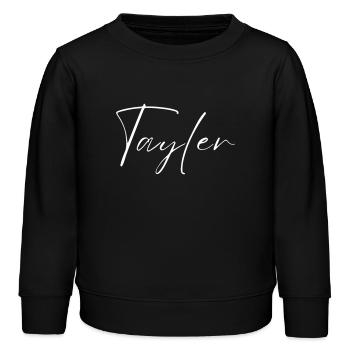 Tayler Name with T Boy's Name Birth Baby Shower - Kids Organic Sweatshirt by Stanley/Stella - black - Front - AI Model Kid Male (0cm)