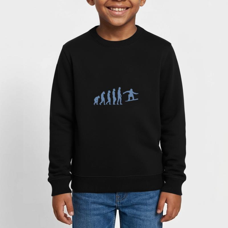 Snowboarder Evolution Silhouette Minimalist Kids Organic Sweatshirt by Stanley/Stella