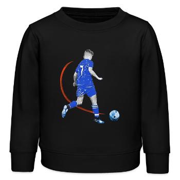 Fussballspieler mit Ball - Kinder Organic Sweatshirt Mini Changer von Stanley/Stella - Schwarz - Vorne - AI Model Kid Male (0cm)
