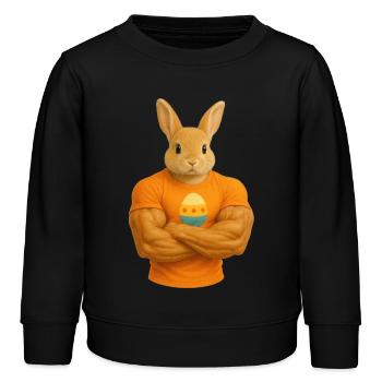 Osterhase mit Muskeln - Lustig - Kinder Organic Sweatshirt Mini Changer von Stanley/Stella - Schwarz - Vorne - AI Model Kid Male (0cm)
