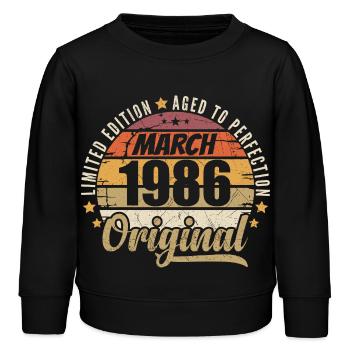40. Anniversaire 40 Années Série Limitée Mars 1986 - Sweat enfant bio Stanley/Stella - noir - Devant - AI Model Kid Male (0cm)