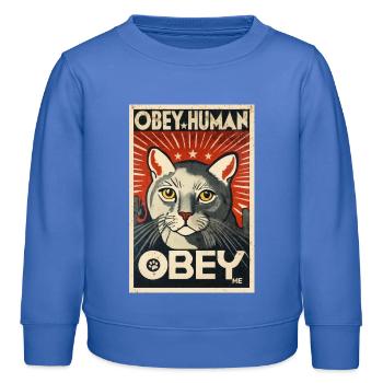 Obey Human affiche de propagande chat autoritaire - Sweat enfant bio Stanley/Stella - carolina blue - Devant - AI Model Kid Female (0cm)