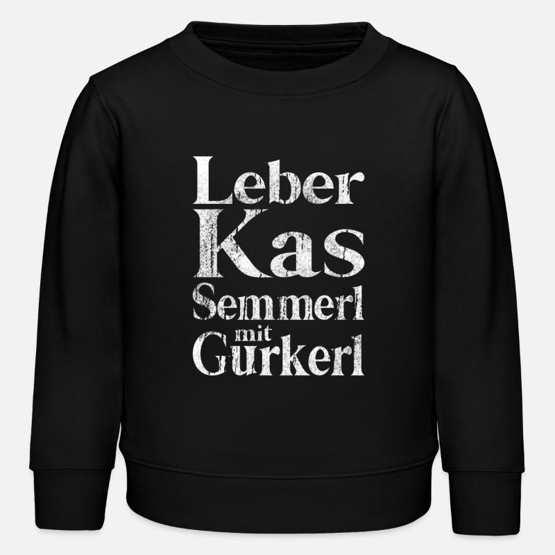 Leberkäs Semmerl with gherkins – dialect - Kids Organic Sweatshirt by Stanley/Stella - black