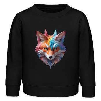 Magischer Pastell Winterfuchs im Zauberwald - Kinder Organic Sweatshirt Mini Changer von Stanley/Stella - Schwarz - Vorne - AI Model Kid Male (0cm)