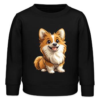 Hund niedlicher Zwergspitz - Kinder Organic Sweatshirt Mini Changer von Stanley/Stella - Schwarz - Vorne - AI Model Kid Male (0cm)
