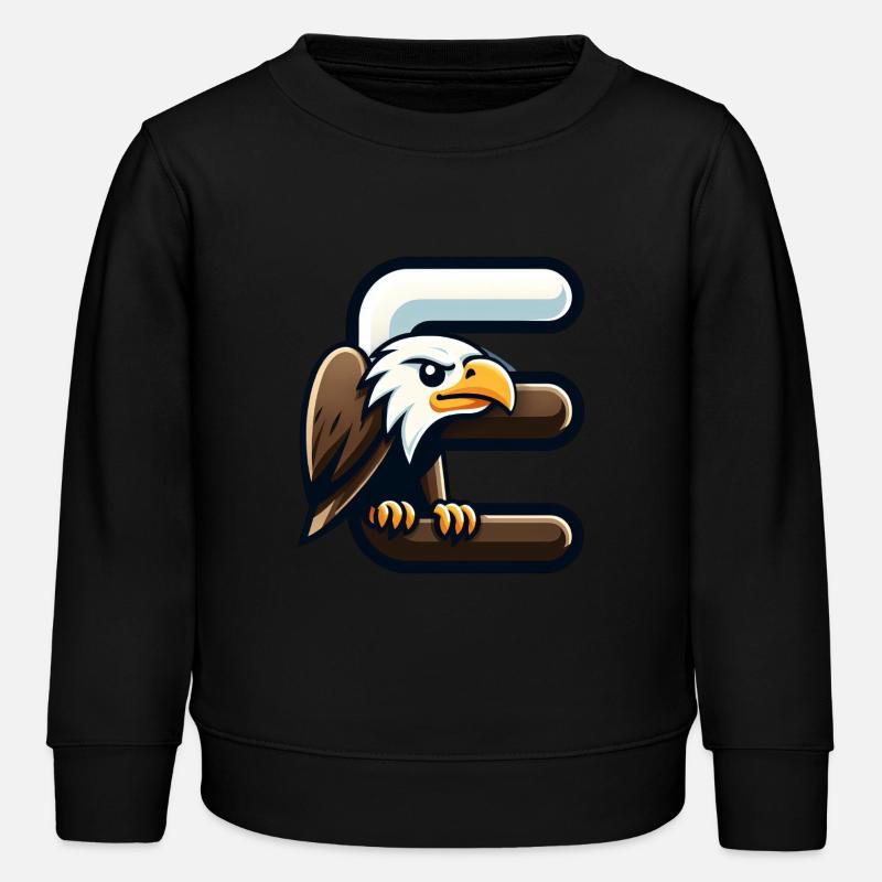 Majestic eagle with letter E - Kids Organic Sweatshirt by Stanley/Stella - black