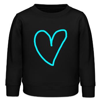 Coeur turquoise idée cadeau cyan bleu vert sarcelle - Sweat enfant bio Stanley/Stella - noir - Devant - AI Model Kid Male (0cm)