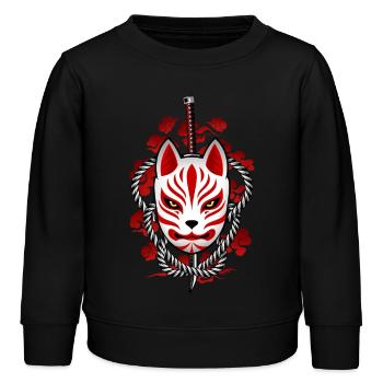 Japan Kitsune - Walddämon Maske - Kinder Organic Sweatshirt Mini Changer von Stanley/Stella - Schwarz - Vorne - AI Model Kid Male (0cm)