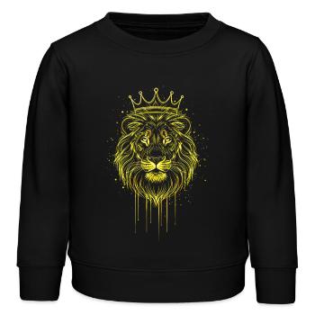 Löwe mit Krone Gold Optik – Edles Raubkatze - Kinder Organic Sweatshirt Mini Changer von Stanley/Stella - Schwarz - Vorne - AI Model Kid Male (0cm)