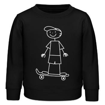 Skateboard Skaten Skateboarding Skater Skate - Kinder Organic Sweatshirt Mini Changer von Stanley/Stella - Schwarz - Vorne - AI Model Kid Male (0cm)