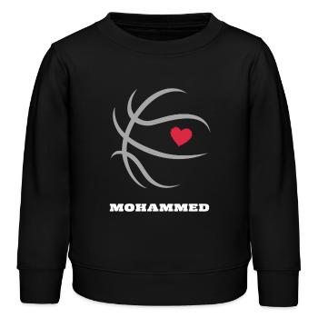 Mohammed Basketball Jungenname Basketball - Kinder Organic Sweatshirt Mini Changer von Stanley/Stella - Schwarz - Vorne - AI Model Kid Male (0cm)