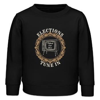 Retro-Wahl-TV-Satire - Kinder Organic Sweatshirt Mini Changer von Stanley/Stella - Schwarz - Vorne - AI Model Kid Male (0cm)