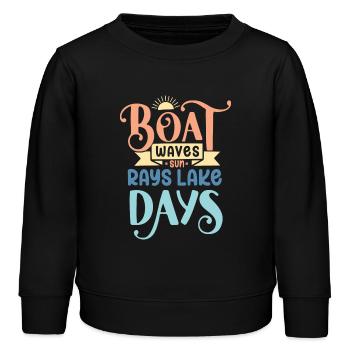 Bateau Vagues Soleil Rayons Lac Jours - Sweat enfant bio Stanley/Stella - noir - Devant - AI Model Kid Male (0cm)