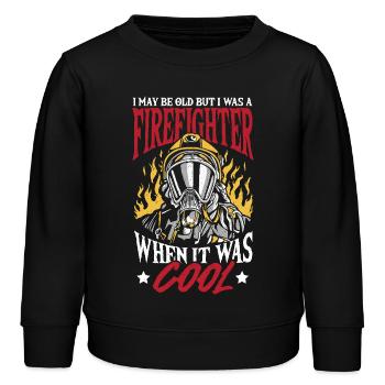 Firefighter I may be old, but I was - Kids Organic Sweatshirt by Stanley/Stella - black - Front - AI Model Kid Male (0cm)