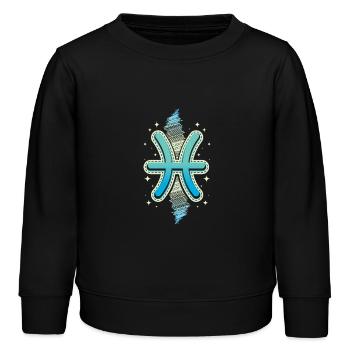 Sternzeichen Fisch - Kinder Organic Sweatshirt Mini Changer von Stanley/Stella - Schwarz - Vorne - AI Model Kid Male (0cm)