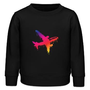 plane - Kids Organic Sweatshirt by Stanley/Stella - black - Front - AI Model Kid Male (0cm)