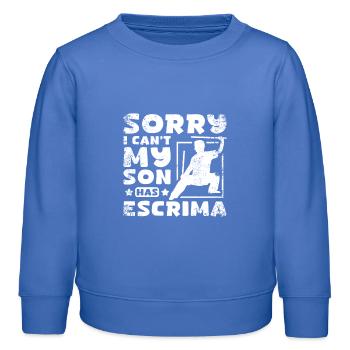 Sory Je ne peux pas, mon fils a Escrima - Sweat enfant bio Stanley/Stella - carolina blue - Devant - AI Model Kid Female (0cm)
