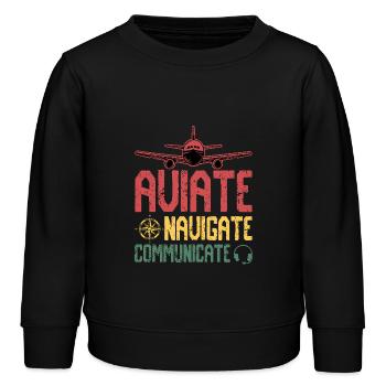 Aviate, naviguer, communiquer - Sweat enfant bio Stanley/Stella - noir - Devant - AI Model Kid Male (0cm)