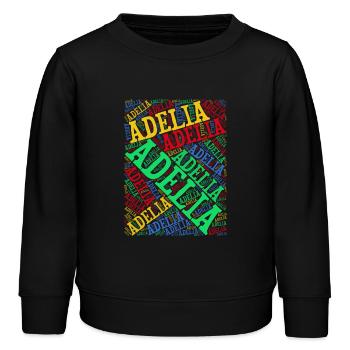Adelia word cloud t-shirt t-shirt gift idea - Kids Organic Sweatshirt by Stanley/Stella - black - Front - AI Model Kid Male (0cm)