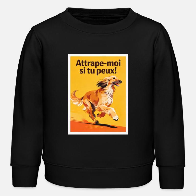 Lévrier Afghan : Attrape-moi si tu peux - Sweat enfant bio Stanley/Stella - noir