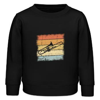 Posaunen Instrument - Kinder Organic Sweatshirt Mini Changer von Stanley/Stella - Schwarz - Vorne - AI Model Kid Male (0cm)