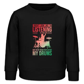 Schlagzeug T-Shirt mit einzigartiger Schlagzeuggrafik Perfekt - Kinder Organic Sweatshirt Mini Changer von Stanley/Stella - Schwarz - Vorne - AI Model Kid Male (0cm)