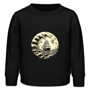 Voilier Vintage Single Master Tsunami Storm - Sweat enfant bio Stanley/Stella - noir - Devant - AI Model Kid Male (0cm)