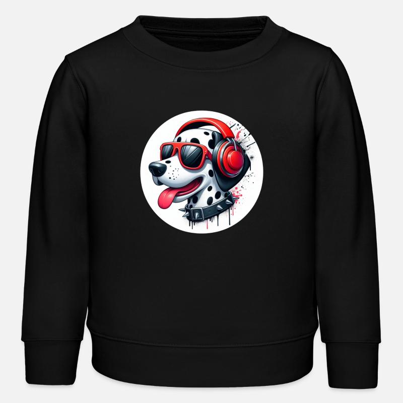 Dalmatiner Hund Flecken Schwarz Weiß Kopfhörer - Kinder Organic Sweatshirt Mini Changer von Stanley/Stella - Schwarz