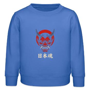 Oni Mask Japan Style - Design de samouraï agressif - Sweat enfant bio Stanley/Stella - carolina blue - Devant - AI Model Kid Female (0cm)