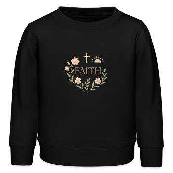 Glaube Blütenkranz Design - Kinder Organic Sweatshirt Mini Changer von Stanley/Stella - Schwarz - Vorne - AI Model Kid Male (0cm)