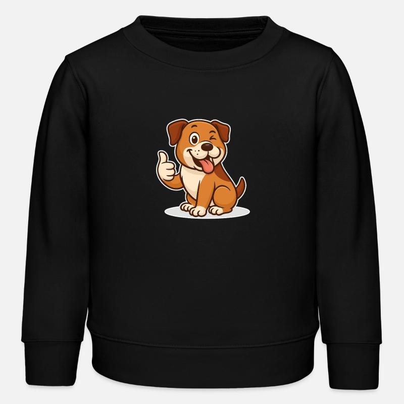Fröhlicher Hund Daumen Hoch - Kinder Organic Sweatshirt Mini Changer von Stanley/Stella - Schwarz