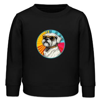 Sunburst Pup mit Retro-Sonnenbrille - Kinder Organic Sweatshirt Mini Changer von Stanley/Stella - Schwarz - Vorne - AI Model Kid Male (0cm)