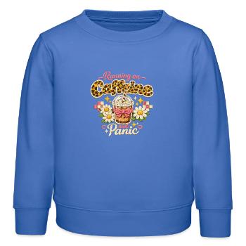 Courir au café et paniquer - Sweat enfant bio Stanley/Stella - carolina blue - Devant - AI Model Kid Female (0cm)