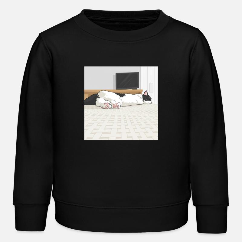 Sleeping cat on woven carpet - Kids Organic Sweatshirt by Stanley/Stella - black