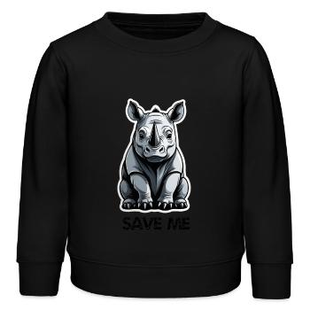 Save rihnos - Kids Organic Sweatshirt by Stanley/Stella - black - Front - AI Model Kid Male (0cm)