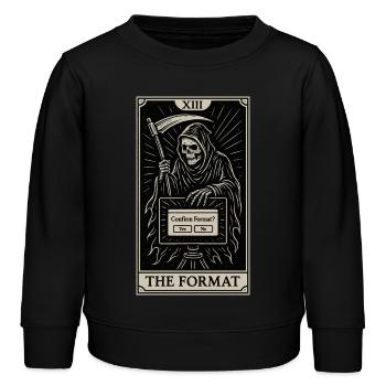 Datahoarding Tarot: Tod des Formats - Kinder Organic Sweatshirt Mini Changer von Stanley/Stella - Schwarz - Vorne - AI Model Kid Male (0cm)