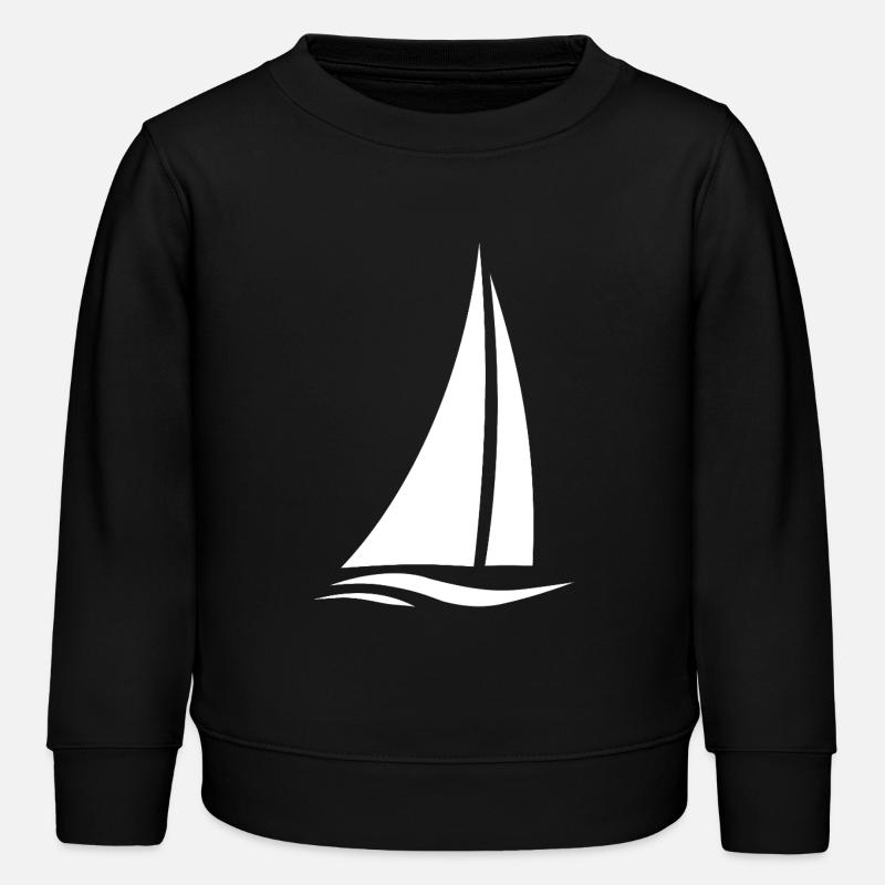 White sailboat over waves - Kids Organic Sweatshirt by Stanley/Stella - black