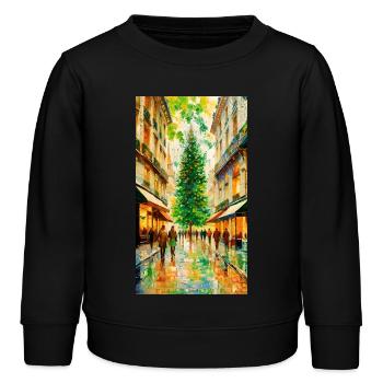 Lebendige Stadtstraße mit Weihnachtsbaum Vibrant - Kinder Organic Sweatshirt Mini Changer von Stanley/Stella - Schwarz - Vorne - AI Model Kid Male (0cm)