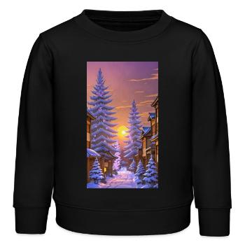 Wintersonnenuntergang in einem traditionellen - Kinder Organic Sweatshirt Mini Changer von Stanley/Stella - Schwarz - Vorne - AI Model Kid Male (0cm)